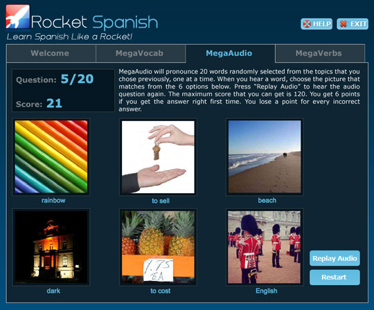 Recognise sounds and pronunciation of Spanish words with MegaAudio