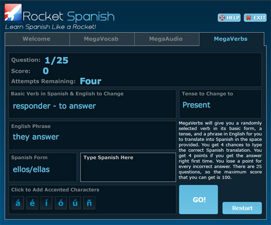 Spanish verb tenses and conjugations with MegaVerbs