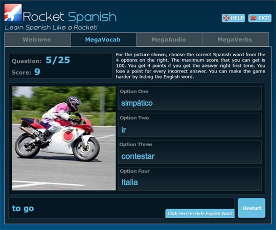 Improve your Spanish vocabulary with MegaVocab